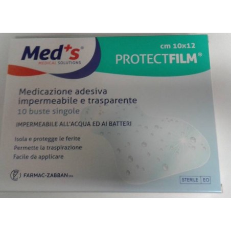 Farmac-zabban Meds Protect Film Medicazione Poliuretano Impermeabile Adesiva 10x12cm 10 Pezzi