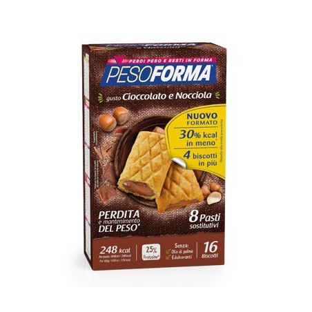 Nutrition & Sante' Italia Pesoforma Biscotto Cioccolato Nocciola 16 Pezzi 33 G