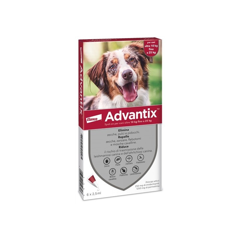 Elanco Italia Advantix Spot-on Per Cani Oltre 10 Kg Fino A 25 Kg