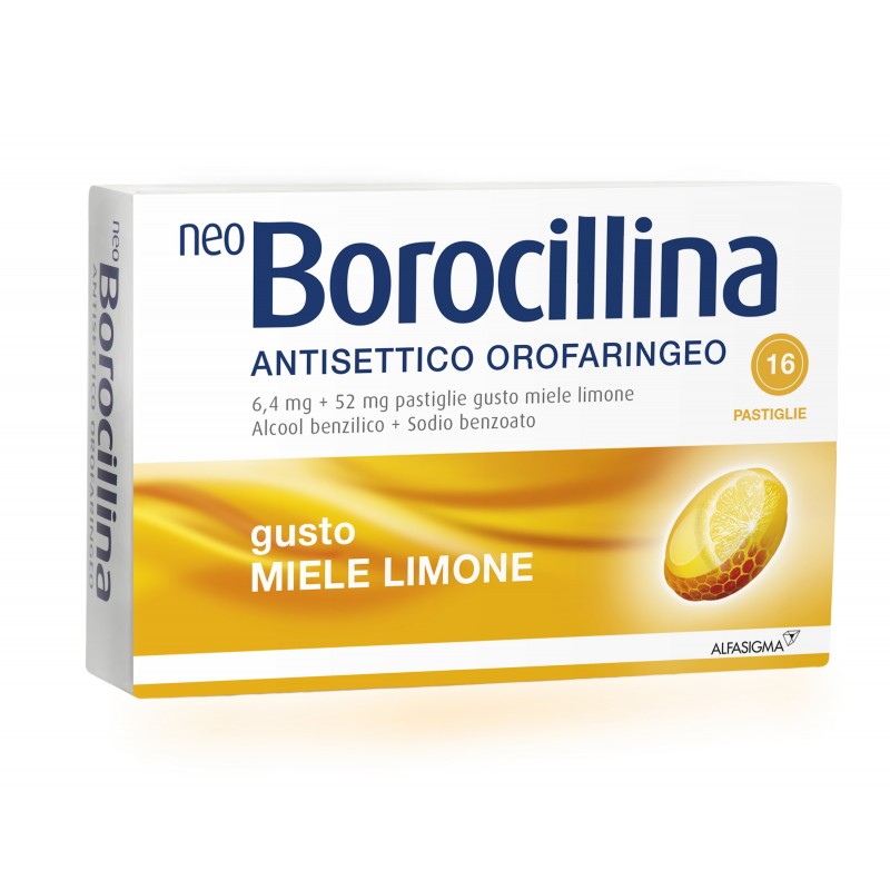 Neo Borocillina Antisettico Orofaringeo 16 Pastiglie Gusto limone