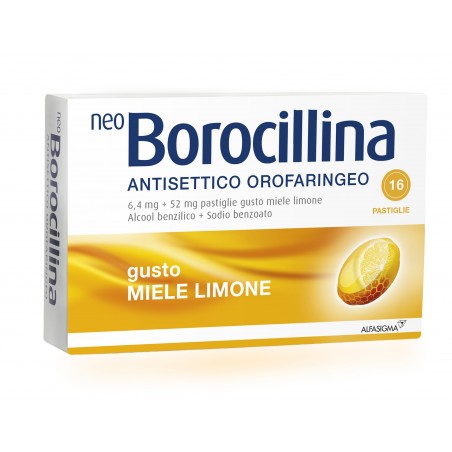 Neo Borocillina Antisettico Orofaringeo 16 Pastiglie Gusto limone