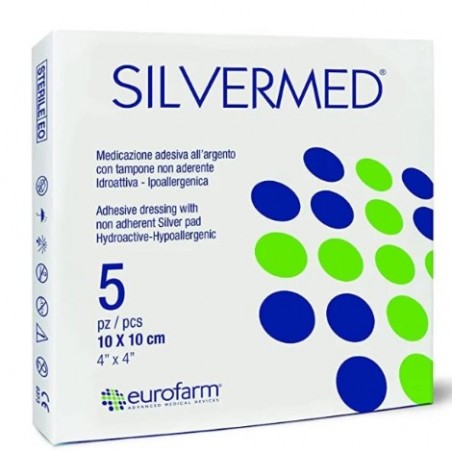 Eurofarm Medicazione Sterile A Base Di Argento Senza Bordo Adesivo Silvermed Sb Ag 10x10cm 5 Pezzi