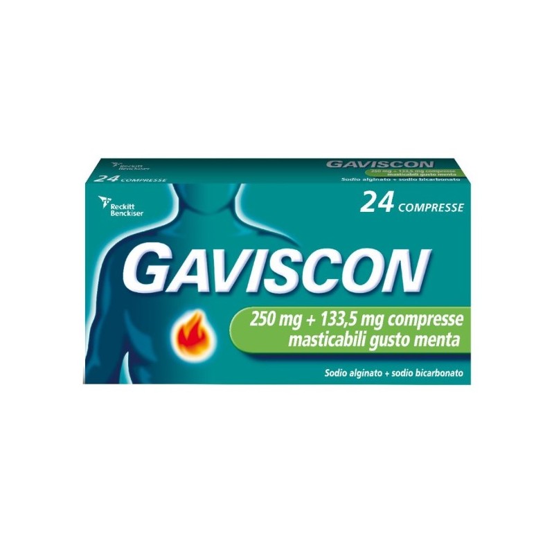 Gaviscon 250 Mg + 133,5 Mg 24 Compresse Masticabili Gusto fragola