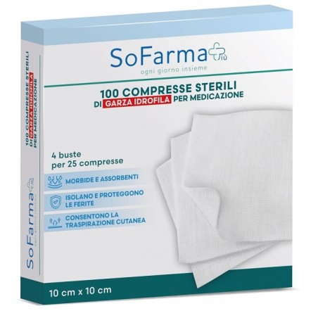 So. Farma. Morra Garza Compressa In Cotone 10x10 Cm 25 Pezzi Sofarmapiu'