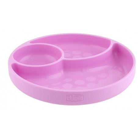 Chicco Piatto Silicone Ventosa Rosa