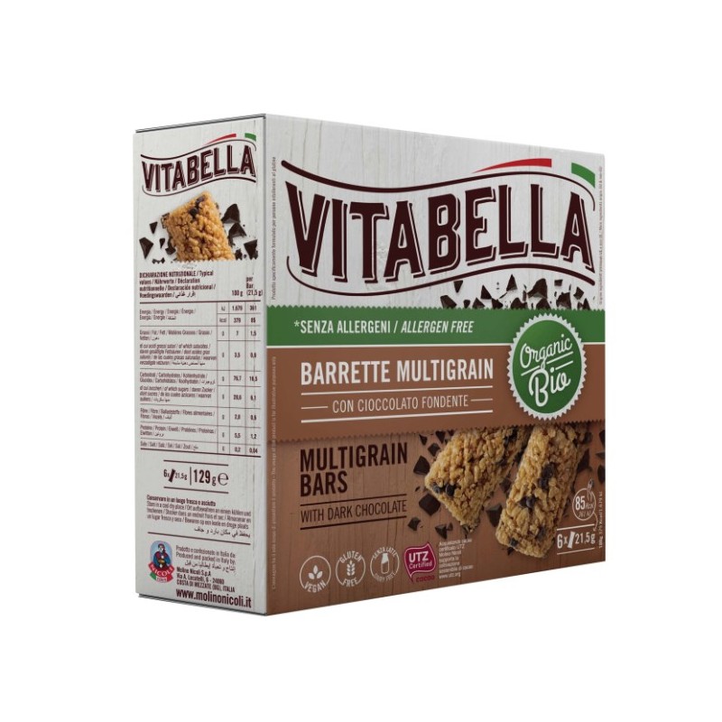 Molino Nicoli Vitabella Multigrain Barretta Con Gocce Di Cioccolato 129 G