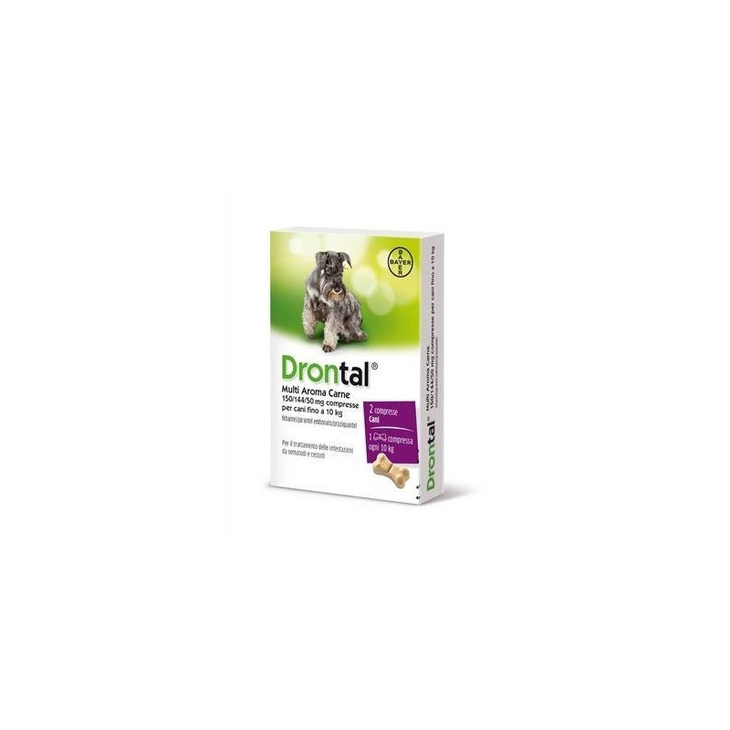 Drontal Multi Aroma Carne 150/144/50 Mg 2 Compresse Per Cani Fino A 10 Kg