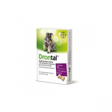 Drontal Multi Aroma Carne 150/144/50 Mg 2 Compresse Per Cani Fino A 10 Kg