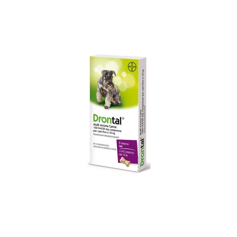 Drontal Multi Aroma Carne 150/144/50 Mg 6 Compresse Per Cani Fino A 10 Kg