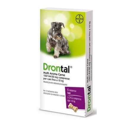 Drontal Multi Aroma Carne 150/144/50 Mg 6 Compresse Per Cani Fino A 10 Kg