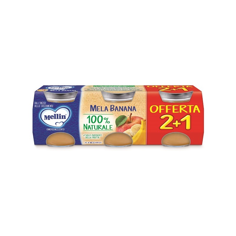 Danone Mellin Omogeneizzato Mela Banana 3 Pezzi Da 100 G