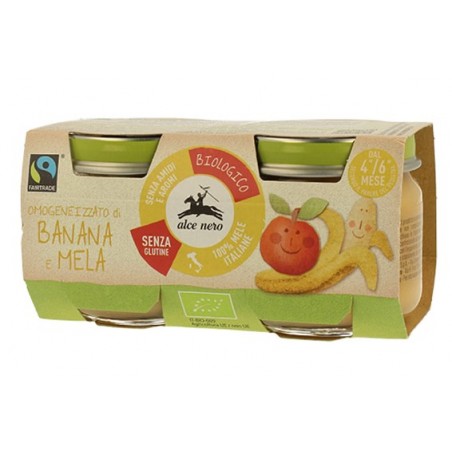 Alce Nero Baby Food Bio Omogeneizzato Banana/mela 2 X 80 G