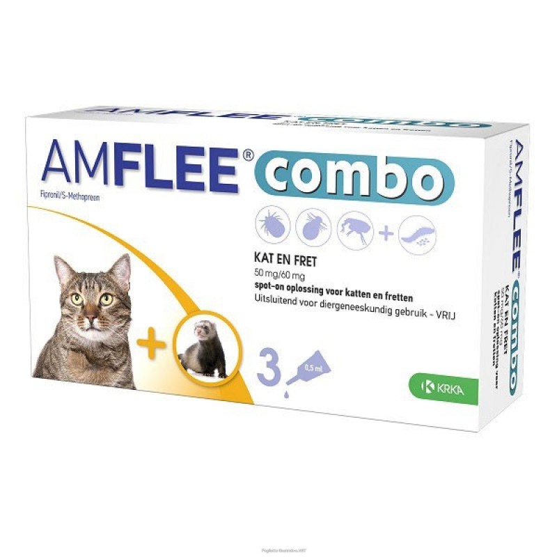 Krka Amflee Combo 50 Mg/60 Mg Soluzione Spot-on Per Gatti E Furetti