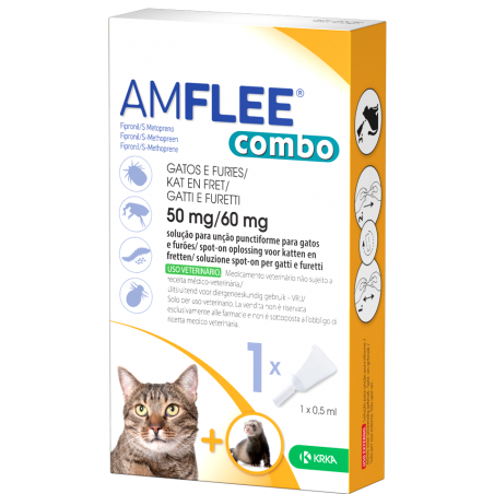 Krka Amflee Combo 50 Mg/60 Mg Soluzione Spot-on Per Gatti E Furetti