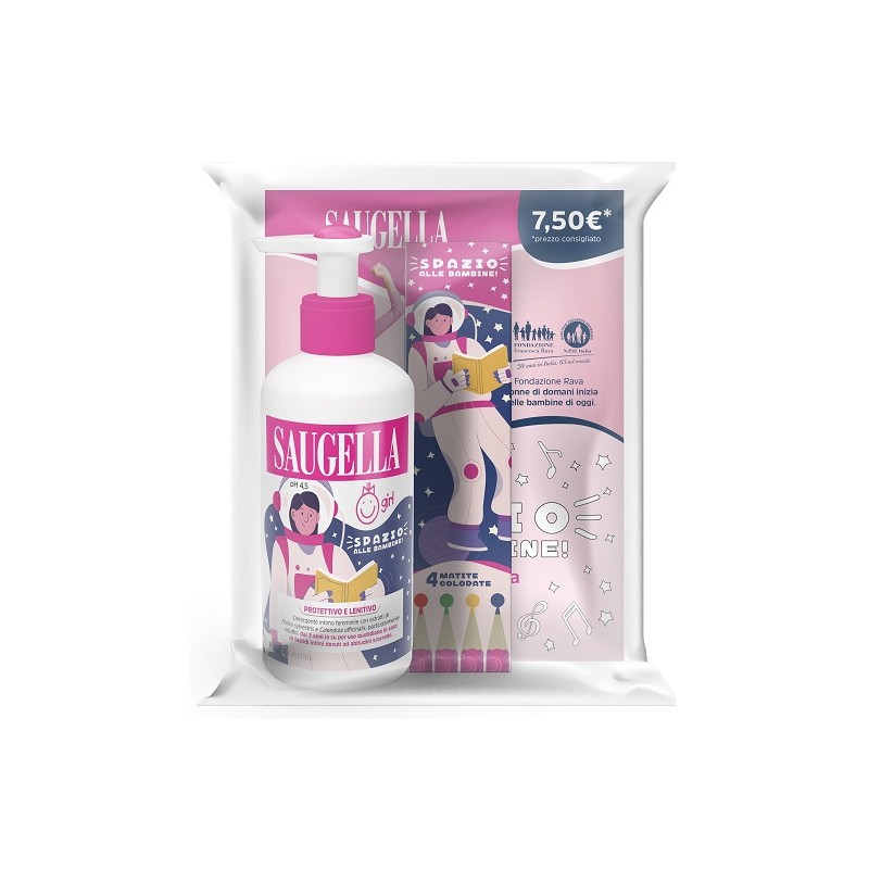 Meda Pharma Saugella Girl + Gadget Promozione Costituita Da Un Bundle Composto Da Prodotto Girl 200 Ml + In Omaggio Matite Color