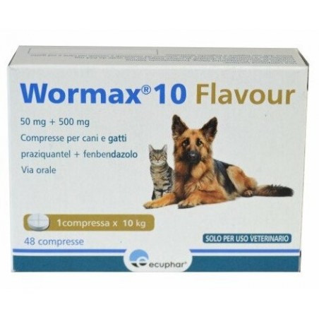 Wormax 10 Flavour 50 Mg + 500 Mg 3 Compresse Per Cani E Gatti