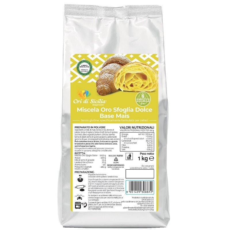 Ori Di Sicilia Mix Oro Sfoglia Dolce Base Mais 1 Kg