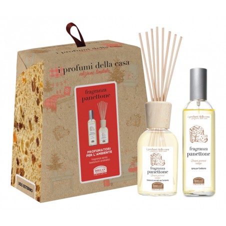 Helan I Profumi Della Casa Set Panettone 1 Spray Ambiente 100 Ml + Bastoncini Aromatici Ambiente 100 Ml