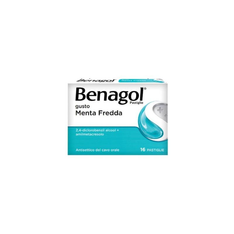 Blister pastiglie di Benagol gusto menta fredda della Reckitt Benckiser