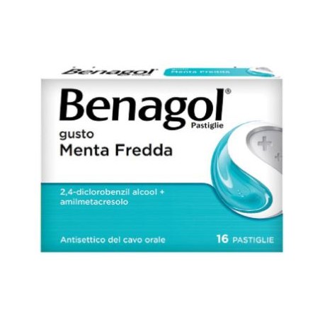 Blister pastiglie di Benagol gusto menta fredda della Reckitt Benckiser