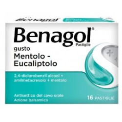 Blister 16 caramelle di Benagol Gusto Mentolo-Eucaliptolo della Reckitt Benkiser