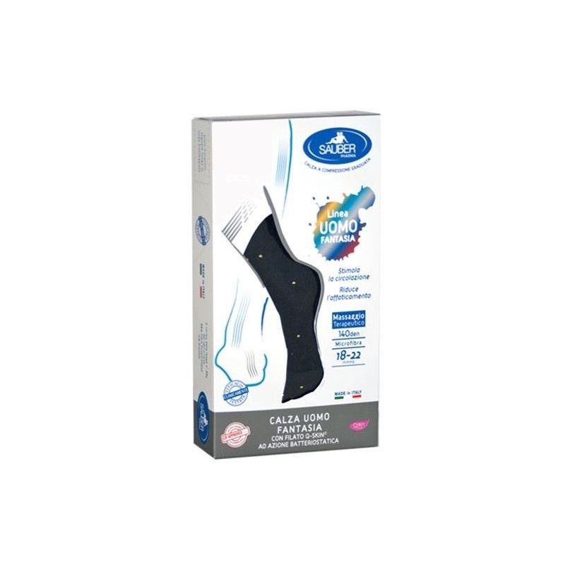 Desa Pharma Sauber Calza Uomo Fantasia Q-skin 140 Den Blu Pois Gialli Taglia M