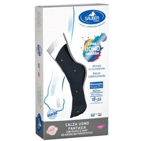 Desa Pharma Sauber Calza Uomo Fantasia Q-skin 140 Den Blu Pois Gialli Taglia M