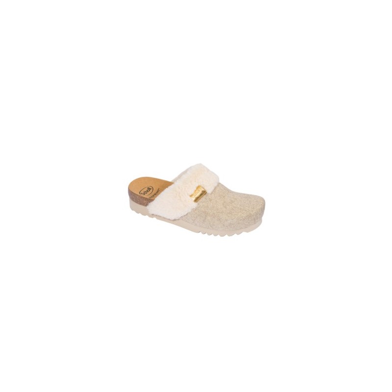 Scholl Shoes Calzatura Jill Felsynfur-w Cream/platinum 41 Feltro Glitterato + Pelliccia Sintetica Collezione Aw20