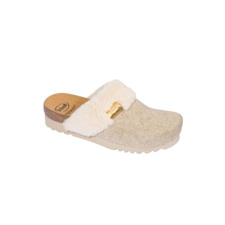 Scholl Shoes Calzatura Jill Felsynfur-w Cream/platinum 41 Feltro Glitterato + Pelliccia Sintetica Collezione Aw20