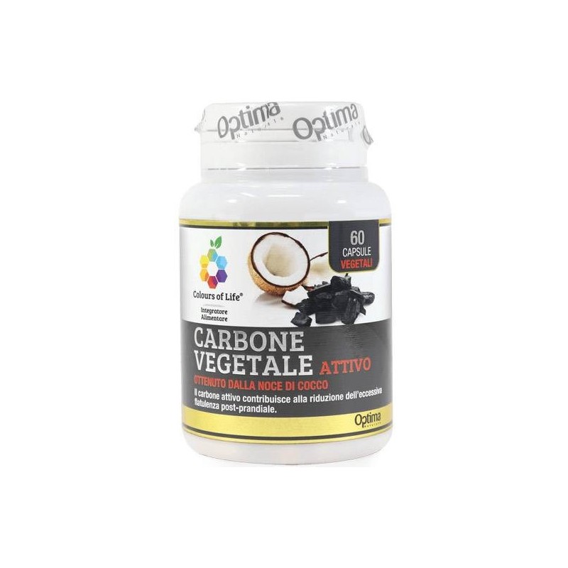 Optima Naturals Colours Of Life Carbone Vegetale Attivo 60 Capsule Vegetali 430 Mg