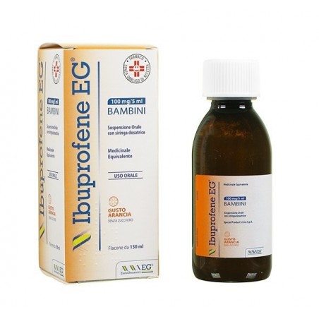 Eg Eurogenerici Ibuprofene Eg Bambini 100 Mg/5 Ml Sospensione Orale Gusto Fragola Senza Zucchero Ibuprofene Eg Bambini 100 Mg/5