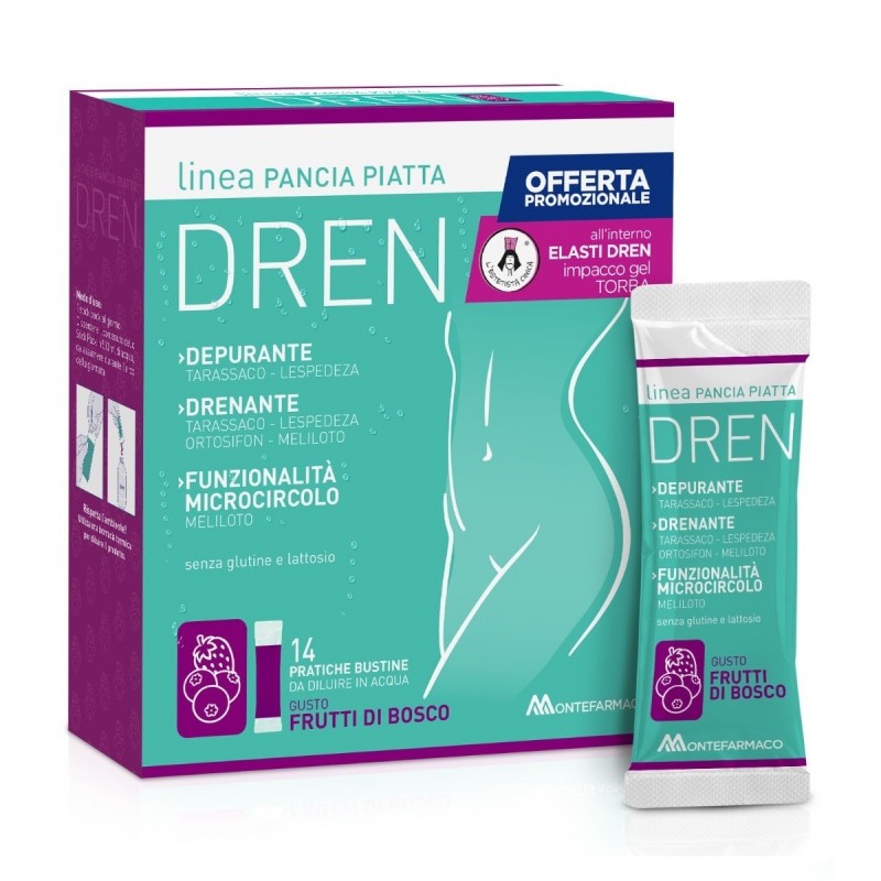 Montefarmaco Otc Pancia Piatta Dren Frutti Di Bosco 14 Bustine Stick Pack + Torba Drenante