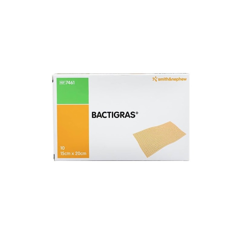 Smith & Nephew Garza Medicata Bactigras Con Clorexidina Acetato 0,5% 15x20cm 10 Pezzi