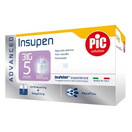 Pikdare Ago Penna Insulina Pic Insupen Advanced Gauge 31 5 Mm 100 Pezzi