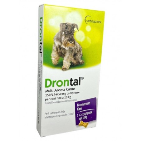 Four Pharma Cro Drontal Multi Aroma Carne 150/144/50 Mg Compresse Per Cani Fino A 10 Kg