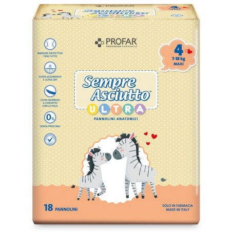 Federfarma. Co Pannolini Profar Sempre Asciutto Ultra Maxi 7/18 Kg 18 Pezzi