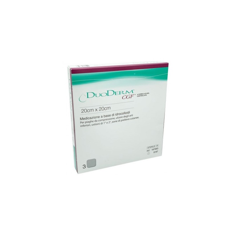 Convatec Italia Medicazione Con Idrocolloidi Sterile Senza Bordo Adesivo Duoderm Cgf 20x20cm 3 Pezzi