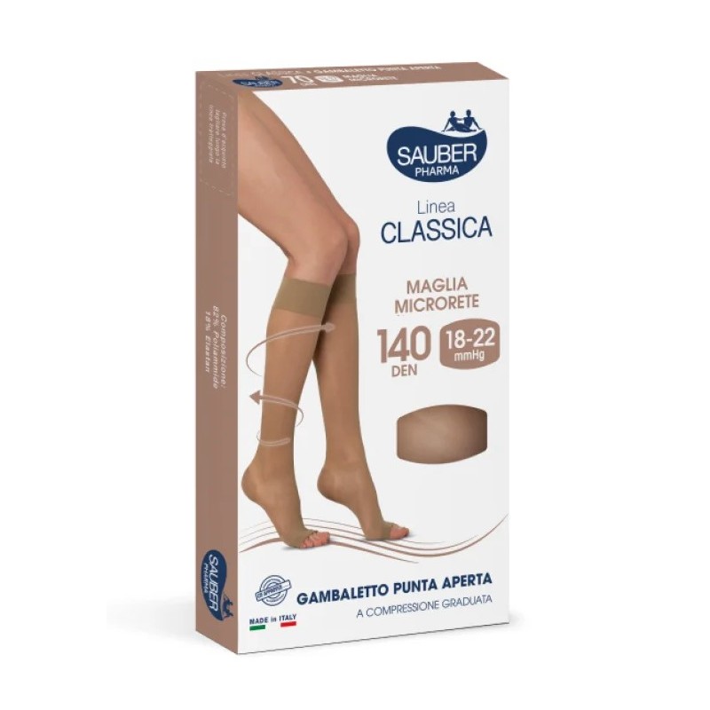 Desa Pharma Sauber Gambaletto Open Toe 140 Denari Maglia Liscia Neutro Beige Taglia 4