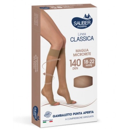 Desa Pharma Sauber Gambaletto Open Toe 140 Denari Maglia Liscia Neutro Beige Taglia 4