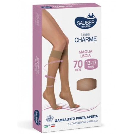 Desa Pharma Sauber Gambaletto Open Toe 70 Denari Maglia Liscia Neutro Beige Taglia 4