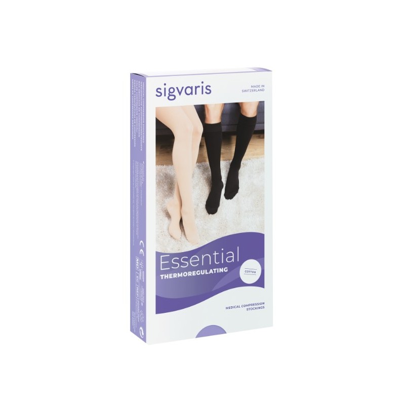 Sigvaris Cotton Ccl2 Gambaletto Lungo Nero Punta Chiusa M