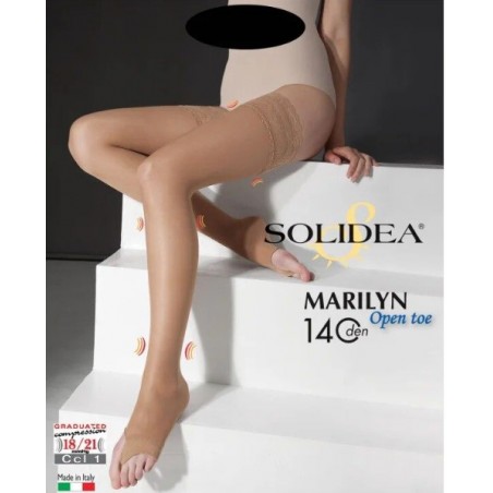 Solidea By Calzificio Pinelli Marilyn 140 Punta Aperta Calza Autoreggente Miele 4-l