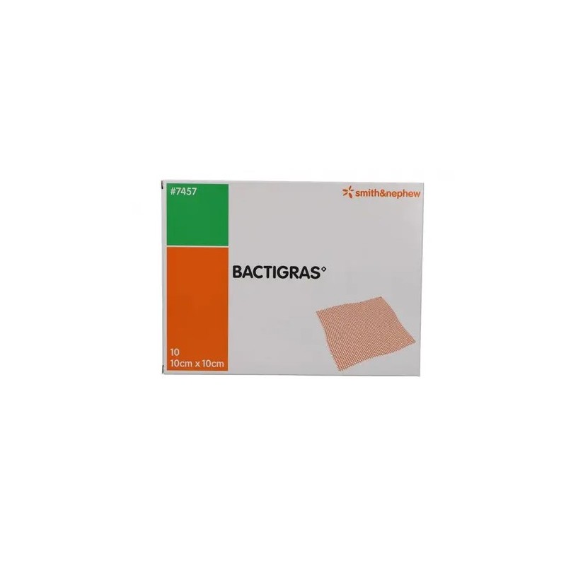 Smith & Nephew Garza Medicata Bactigras Con Clorexidina Acetato 0,5% 10x10cm 10 Pezzi