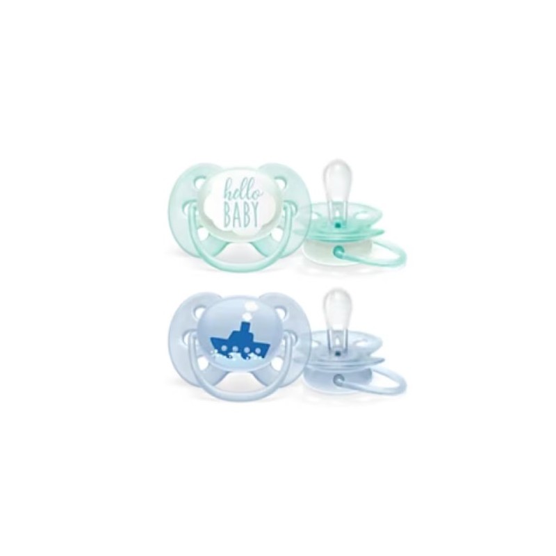 Philips Avent Ultra Soft Succhietto Hello/boat Maschio 0-6 Mesi Old Scf222/20 2 Pezzi