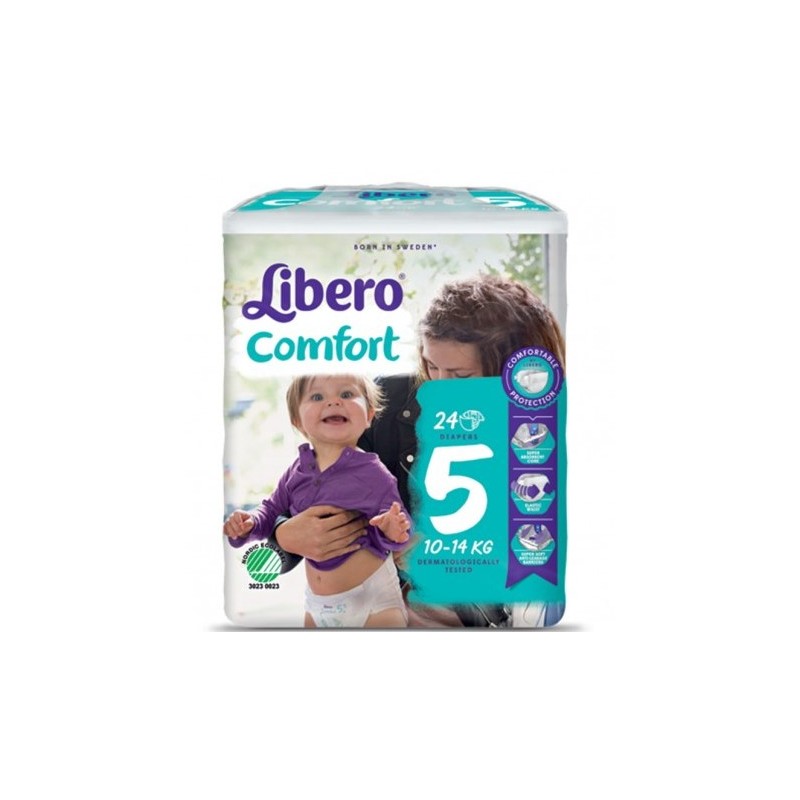 Essity Italy Libero Comfort 5 Pannolino Per Bambino Taglia 10-14kg 24 Pezzi