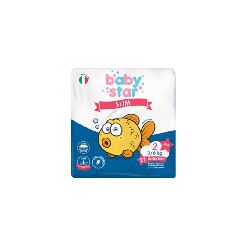 Farvima Medicinali Pannolini Babystar Slim 3/6kg Taglia 2 Mini 21 Pezzi