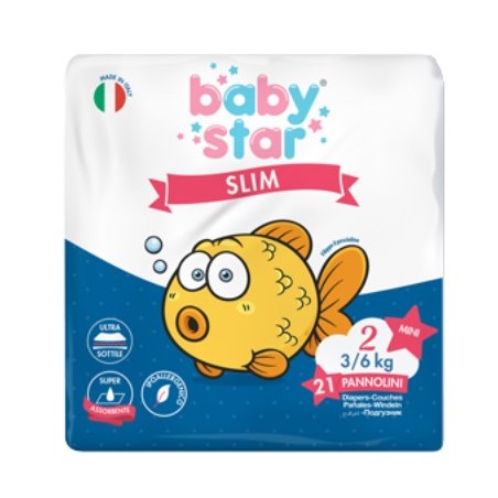 Farvima Medicinali Pannolini Babystar Slim 3/6kg Taglia 2 Mini 21 Pezzi