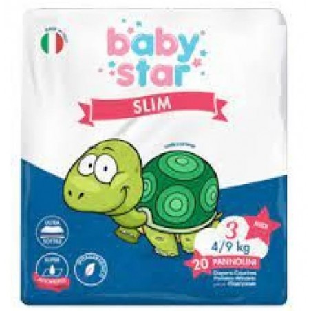 Farvima Medicinali Pannolini Babystar Slim 4/9kg Taglia 3 Midi 20 Pezzi