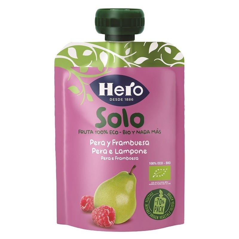 Fater Hero Solo Frutta Frullata 100% Bio Pera E Lampone 100 G