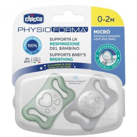 Chicco Succhietto Micro Lumi Silicone 0-2m 2 Pezzi